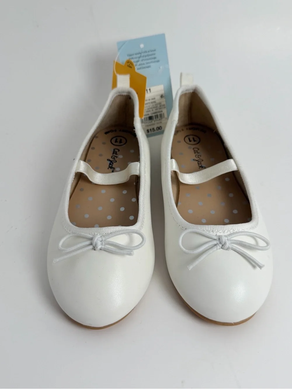 Cat & Jack White Girls Dress Ballet Flats with Bow